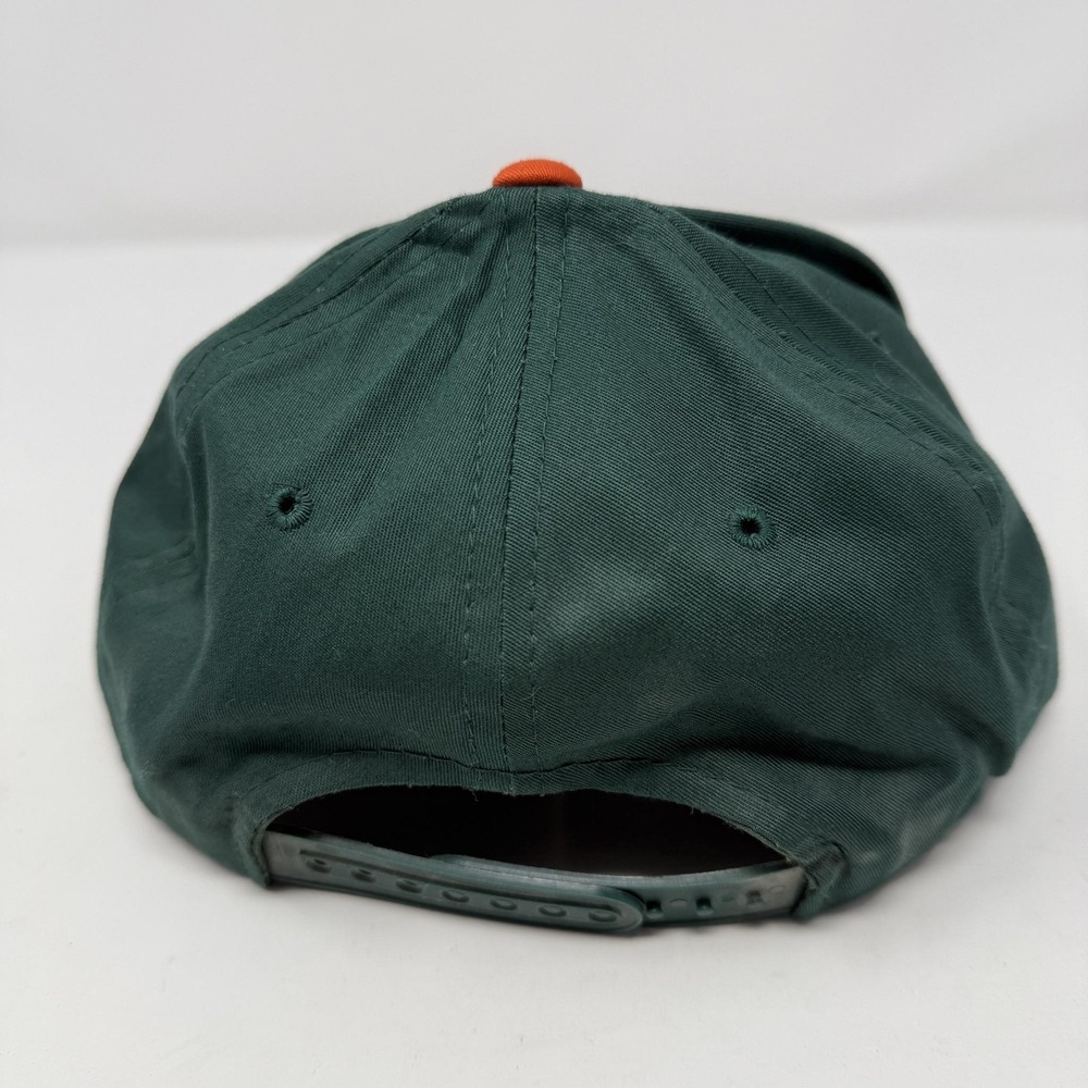 Vintage Miami Hurricanes Hat Cap Snap Back Mens Green Orange NCAA G Cap 90s - Picture 3 of 6